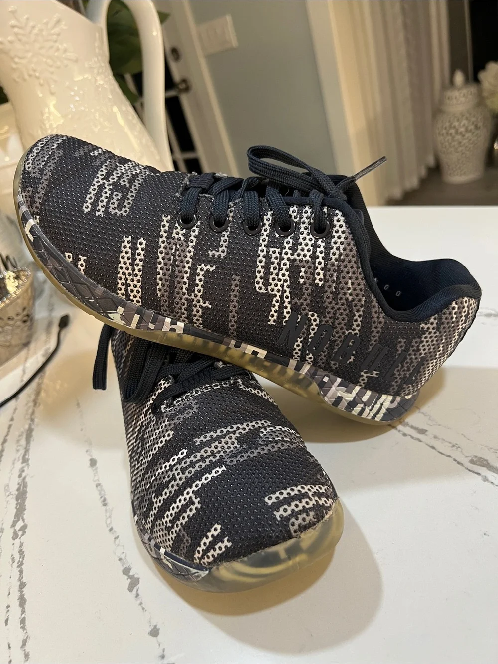NOBULL Black and White Knit Training Shoes size W9